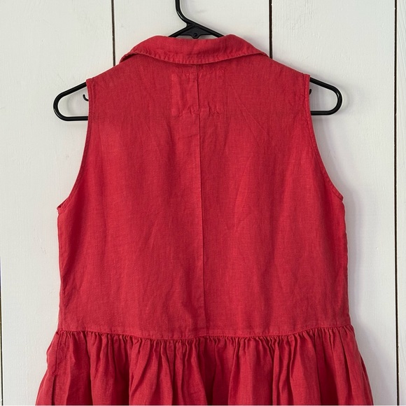 Frank & Eileen Daphne Sleeveless Popover Dress in Summer Red Sz XS Washed Linen - Picture 9 of 16